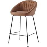 Watson Counter Stool in Brown Eco Leather & Gunmetal (Set of 2)